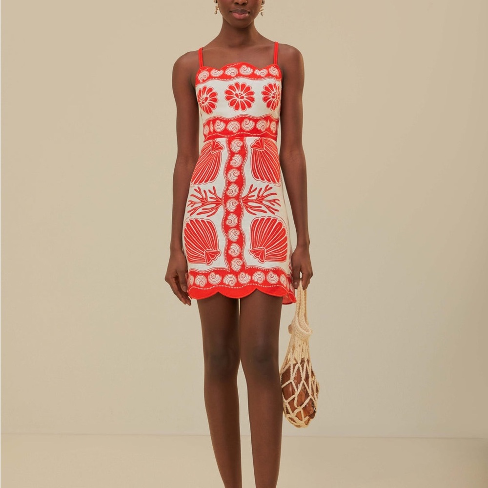 Farm Rio lace-up mini dress